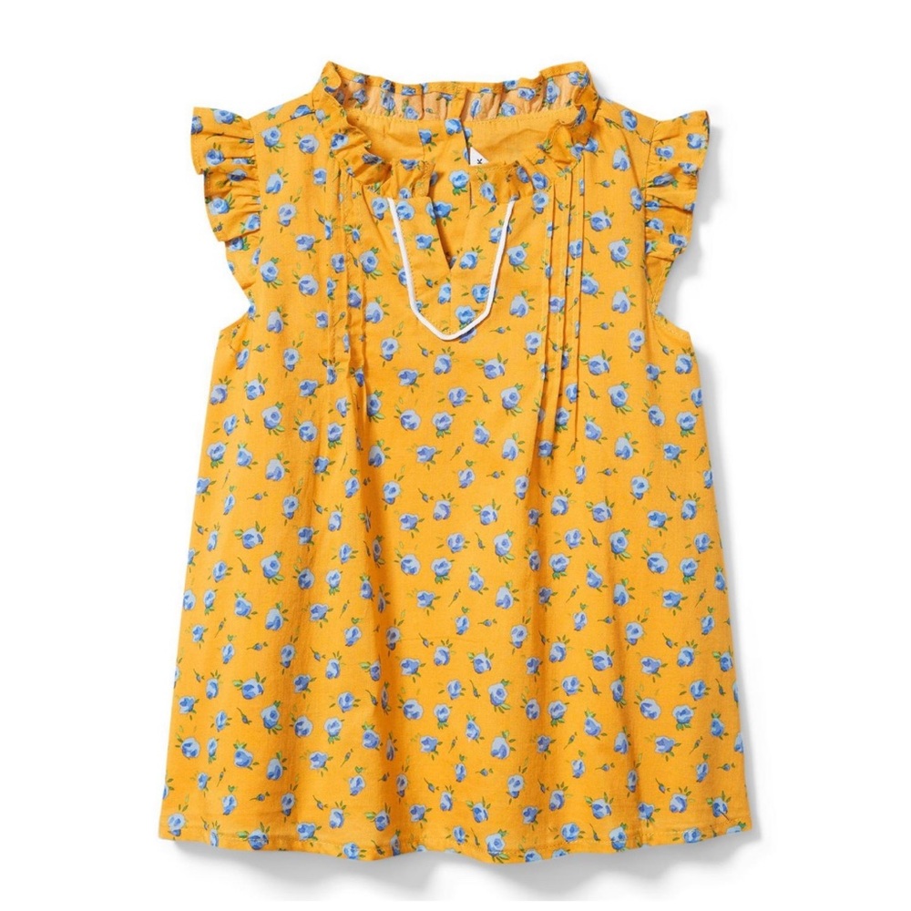 Janie and Jack Floral Ruffle Pocket Pant and Floral Pintuck Top Bundle